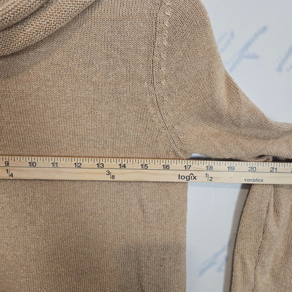Chicos Cowl Neck Long Sleeve Sweater Metallic Thread Size 0 (S) Tan Gold - Picture 6 of 8